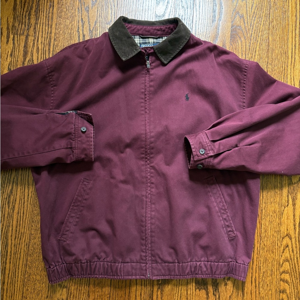[SOLD] Vintage 90s Polo by Ralph Lauren Men's Burgundy Harrington Bomber Jacket
